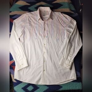 Haupt Germany Button Up Shirt Mens Medium 15 1/2 Painter Colorful Striped Art